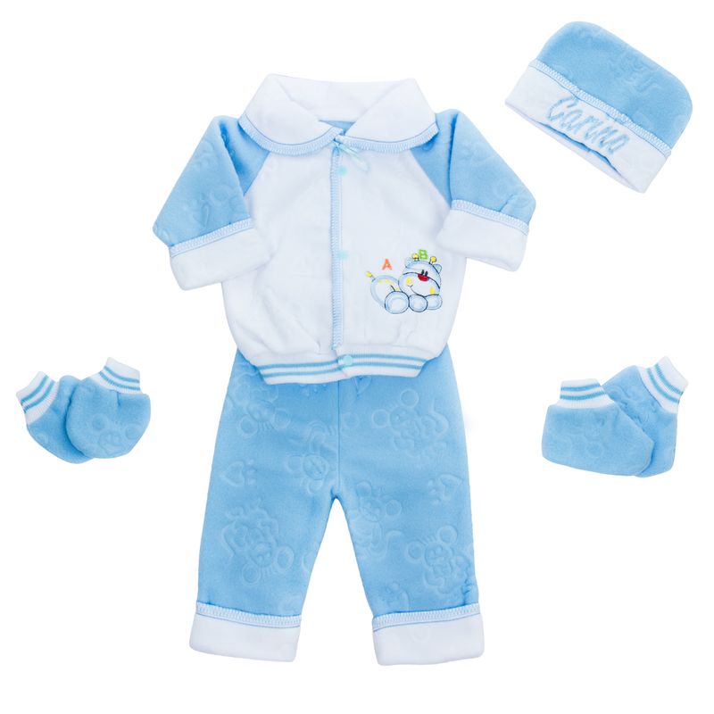 BABY KDS - Pijama 5 piezas bebe troquelada glotoncitos 0-3 meses- azul