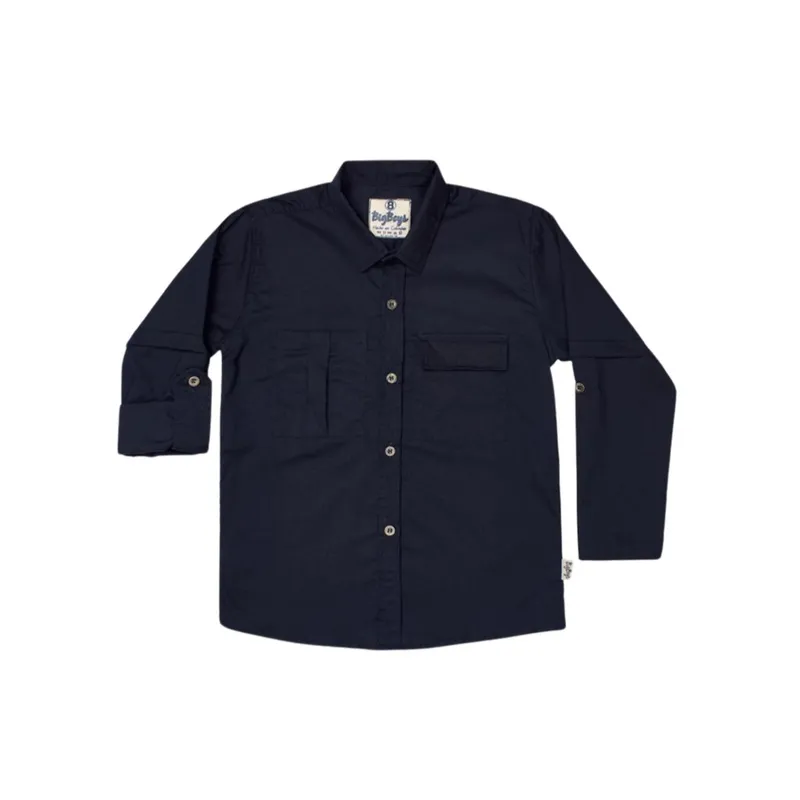 BIGBOYS - Camisa Manga Larga Travesia Azul Oscuro Niño