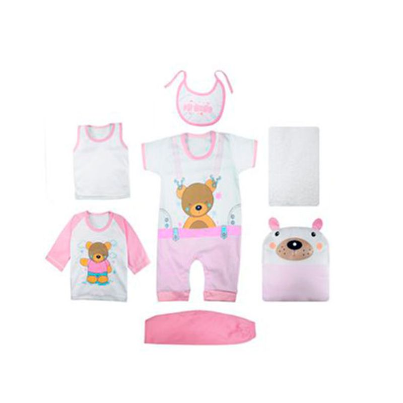 BABY KDS - Set primera muda 7 piezas glotoncitos - rosado