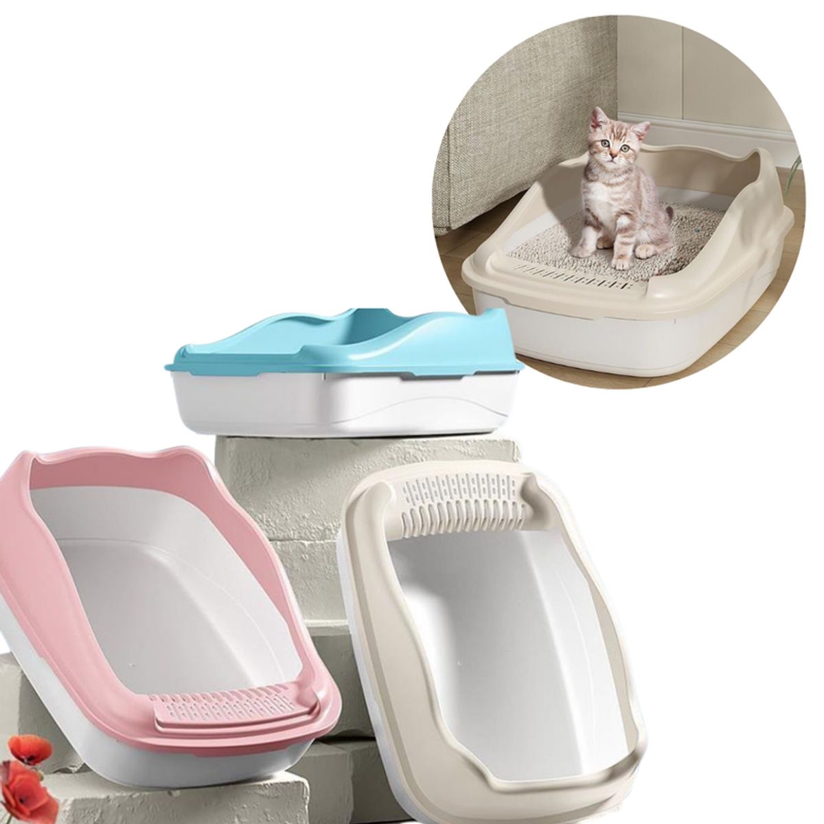 MULTIPLACE COLOMBIA - Arenera para Gato con Diseño Ergonómico con pala