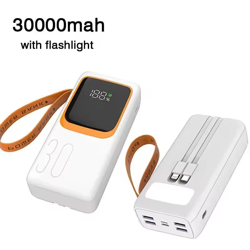 GENERICO - Power Bank Pzx Capacidad De 30000mah Con Cables Integrados
