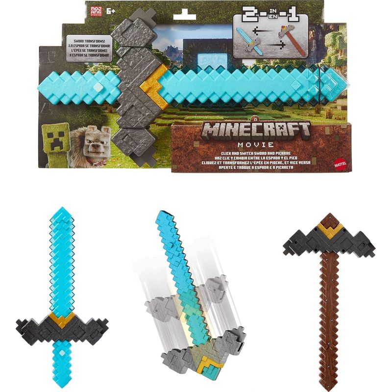 MATTEL - Juguete Minecraft Espada Y Pico 2 En 1 Mattel