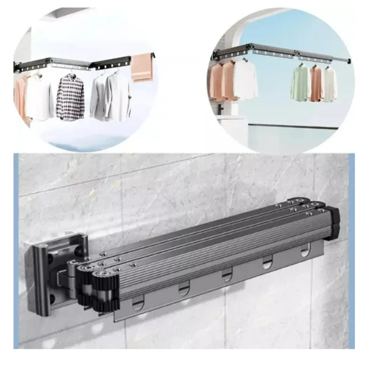 MULTIPLACE COLOMBIA - Tendedero Plegable para ropa de Pared en aluminio 126 cm-