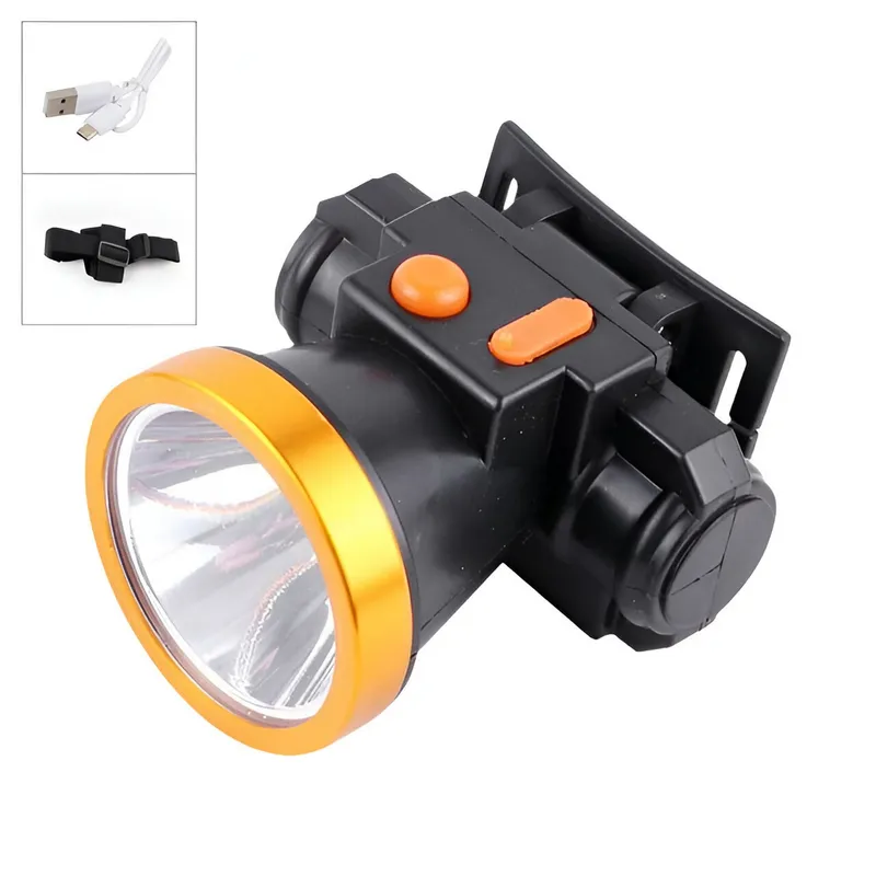 GENERICO - Lampara Linterna Tactica Led Minera Cabeza Recargable Gdg011