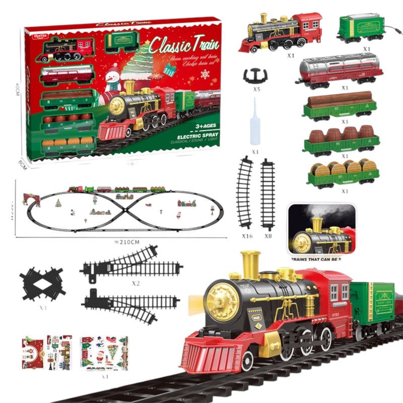 MULTIPLACE COLOMBIA - tren navideño eléctrico grande 210 cm con vapor y luces
