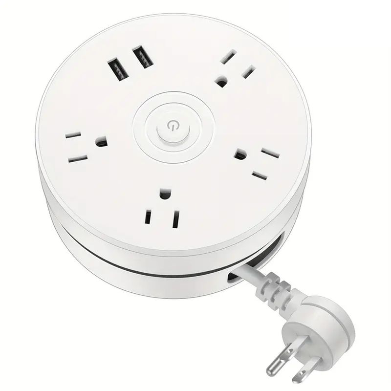 GENERICO - Extensión Eléctrica Multitoma 4+2 Puertos Usb Retractil
