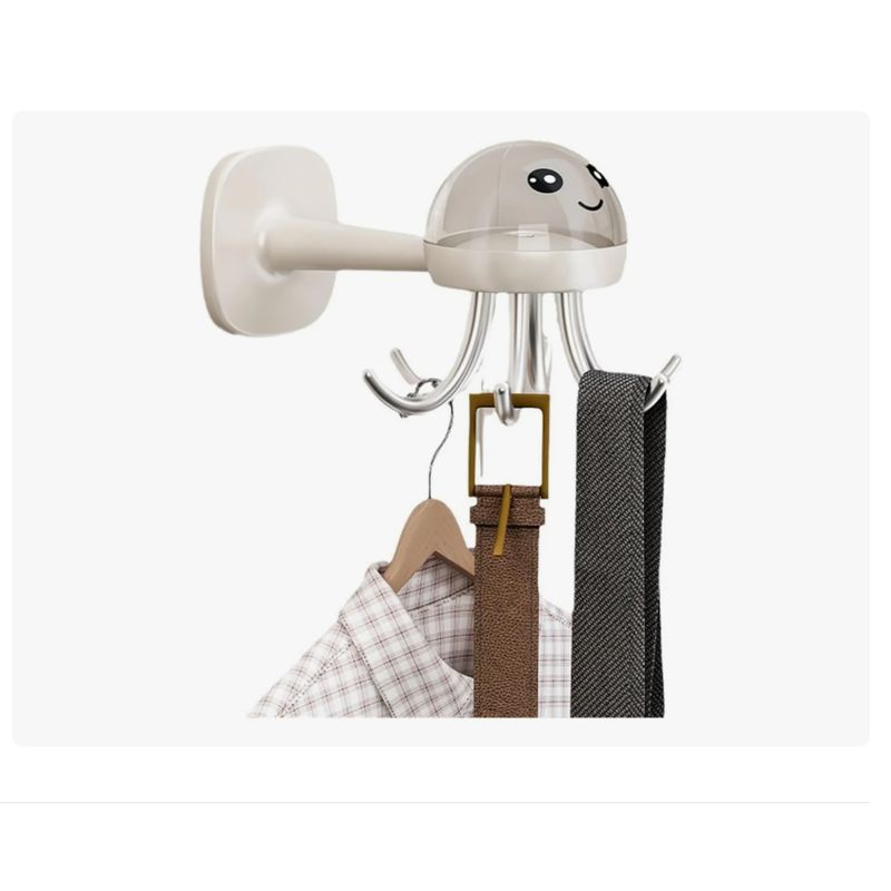GENERICO - Gancho Organizador Pared Pulpo Giro 360° Multiusos Blanco