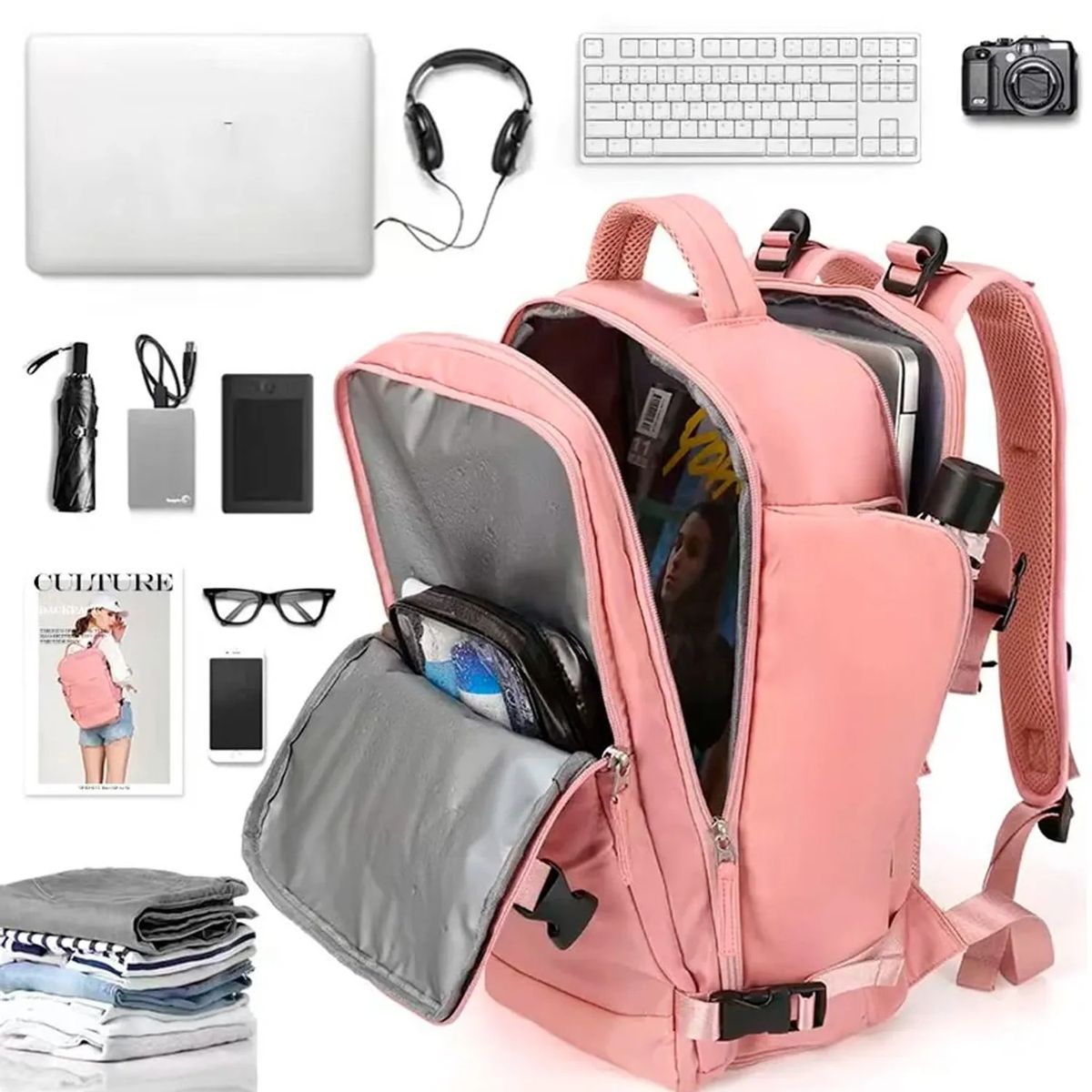 AMERICAN GENERICS - Mochila de Viaje Grande para Mujer y Hombre  35L Aprobada para Avión