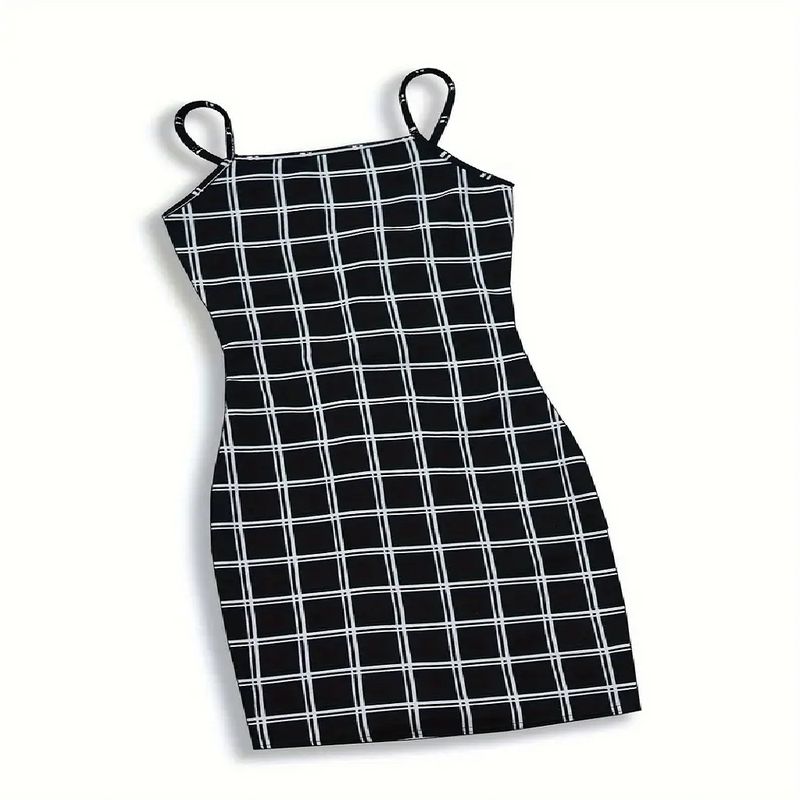 100 - Vestido de Cuadros Color Negro