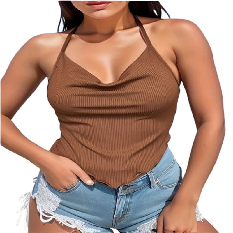 100 - Blusa de Tiras Color Café Claro