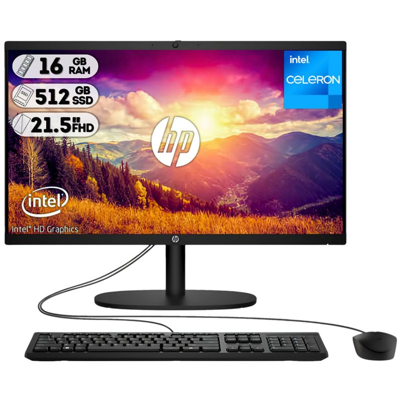 HP - TODO EN UNO INTEL DUAL CORE SSD 512GB RAM 16GB LED 22 FULL HD