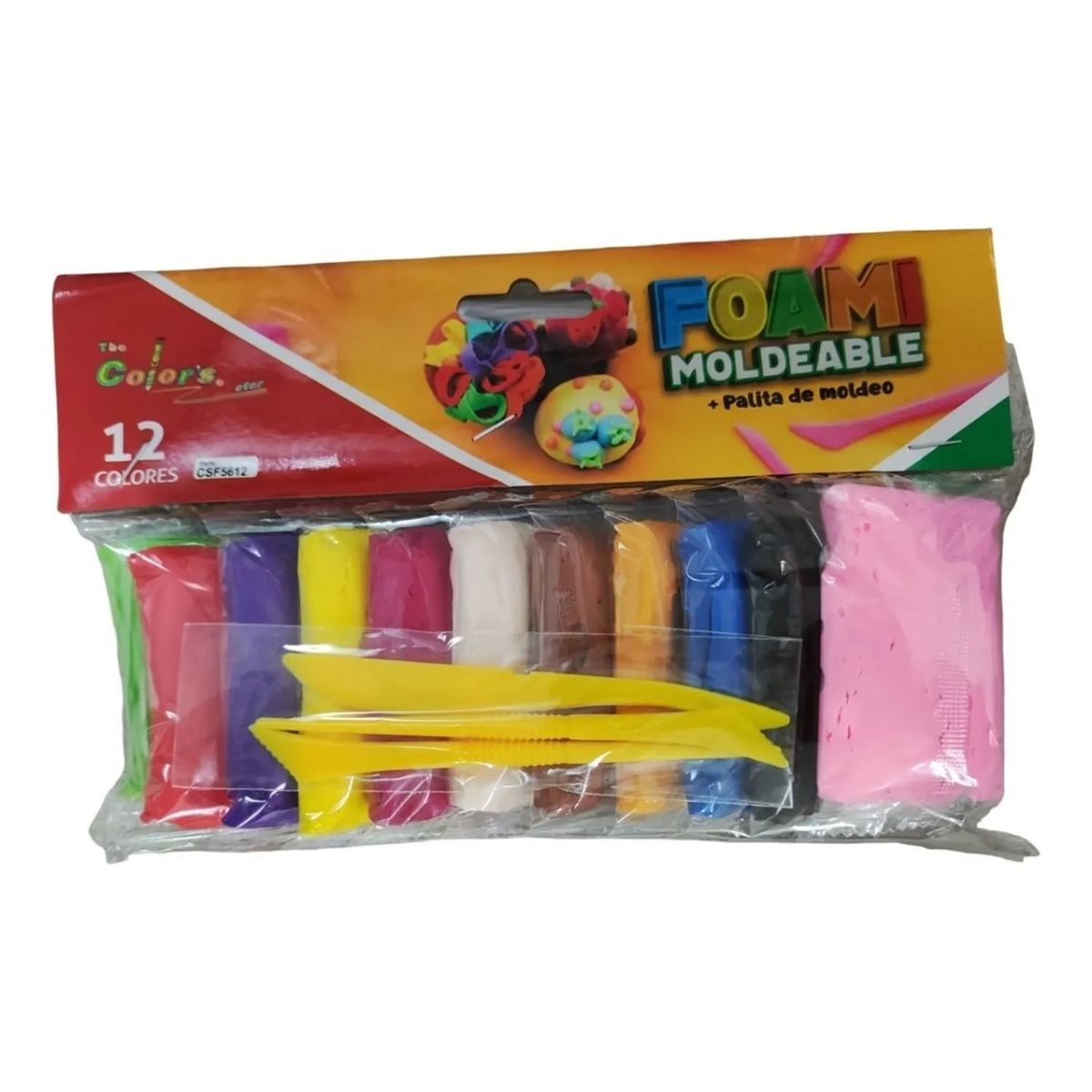 GENERICO - Set X12 Bolsas Masa Foami Moldeable Escolar Colores Surtidos