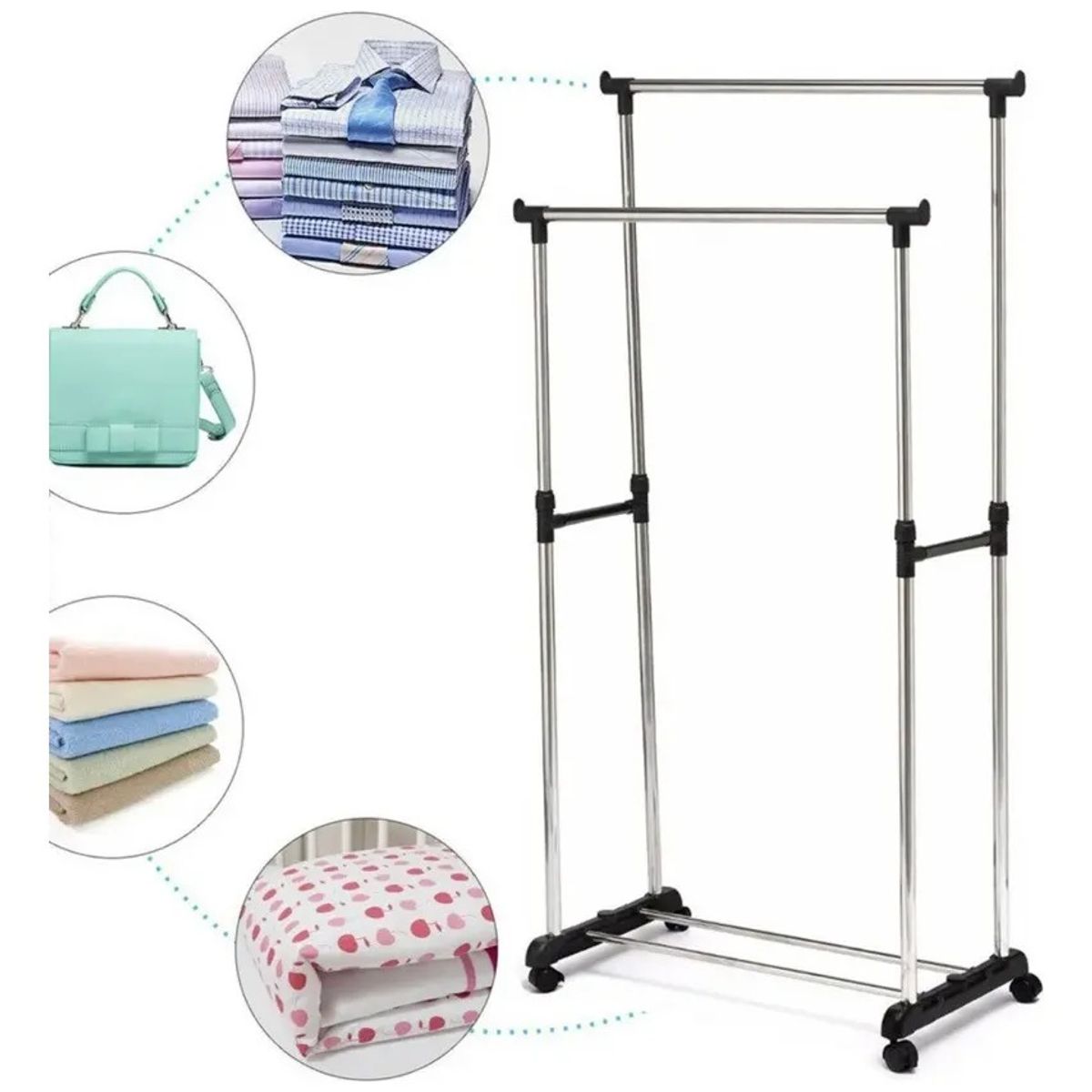 GENERICO - Perchero Tendero Organizador Exhibidor Ropa Ruedas Ajustable
