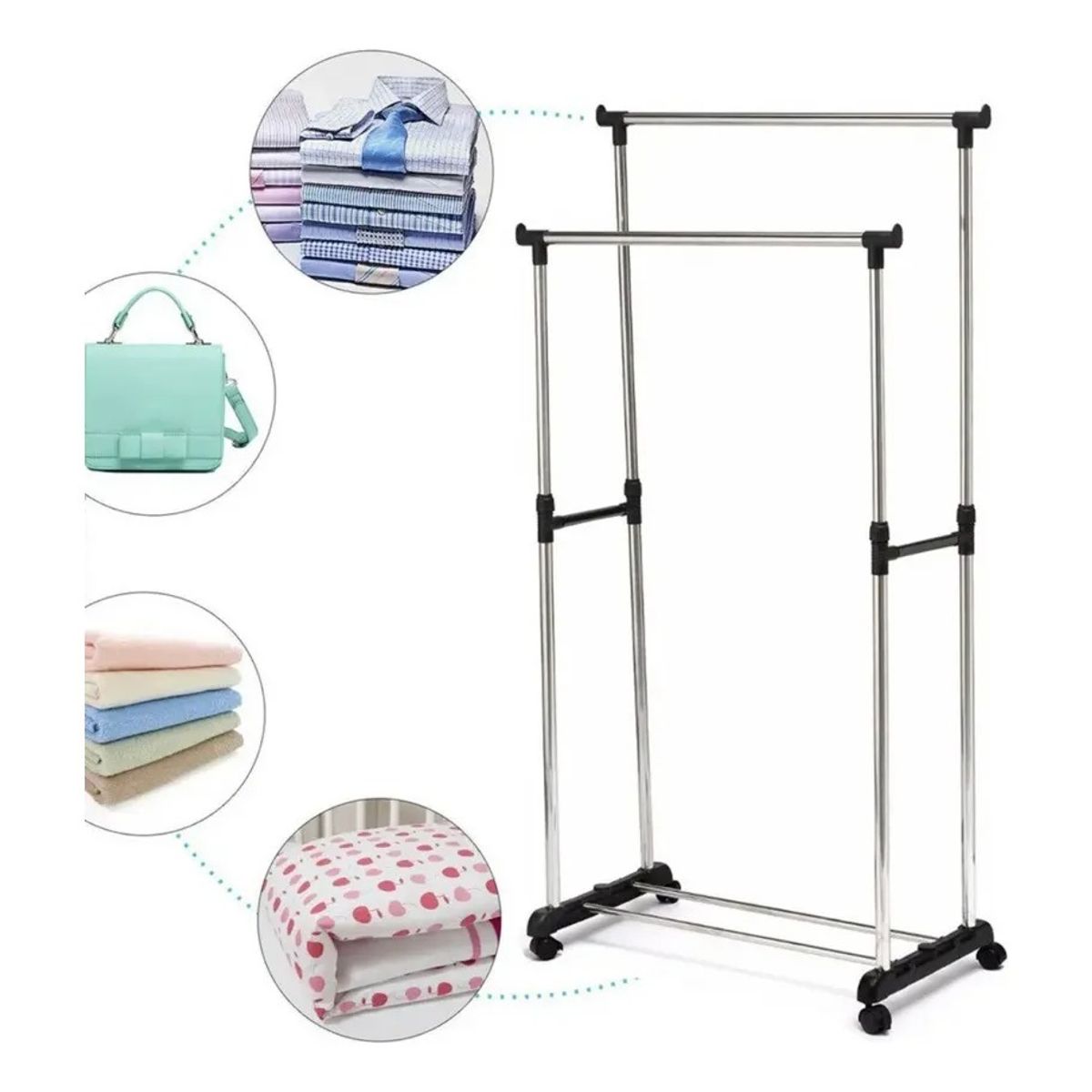 GENERICO - Perchero Tendero Organizador Exhibidor Ropa Ruedas Ajustable