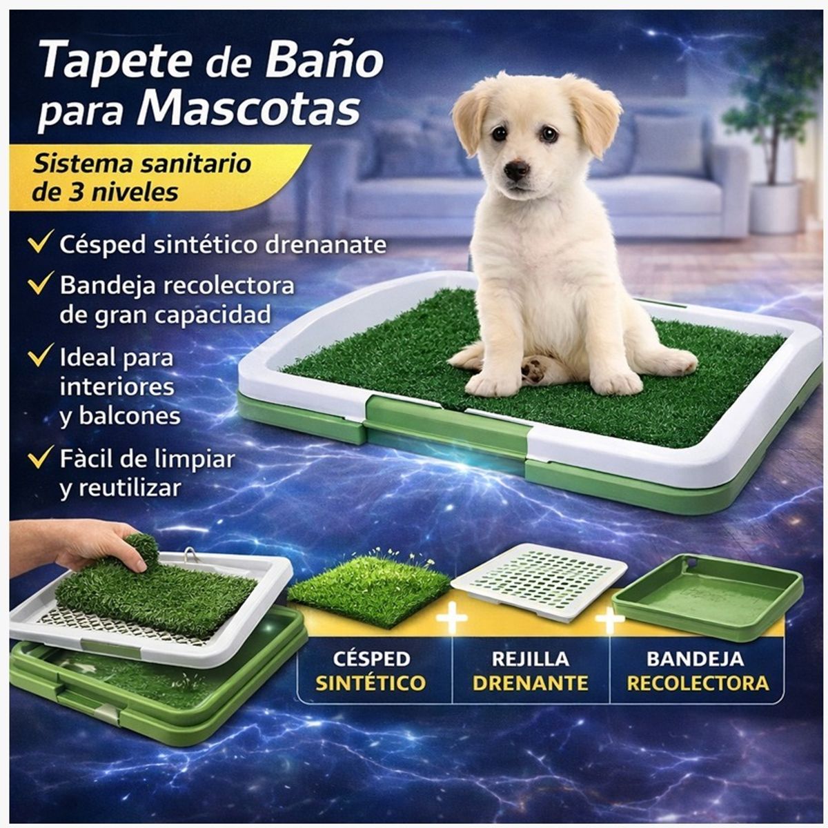 GENERICO - Tapete De Pasto Sintético Para Mascotas Lavable Entrenamiento Baño Interior
