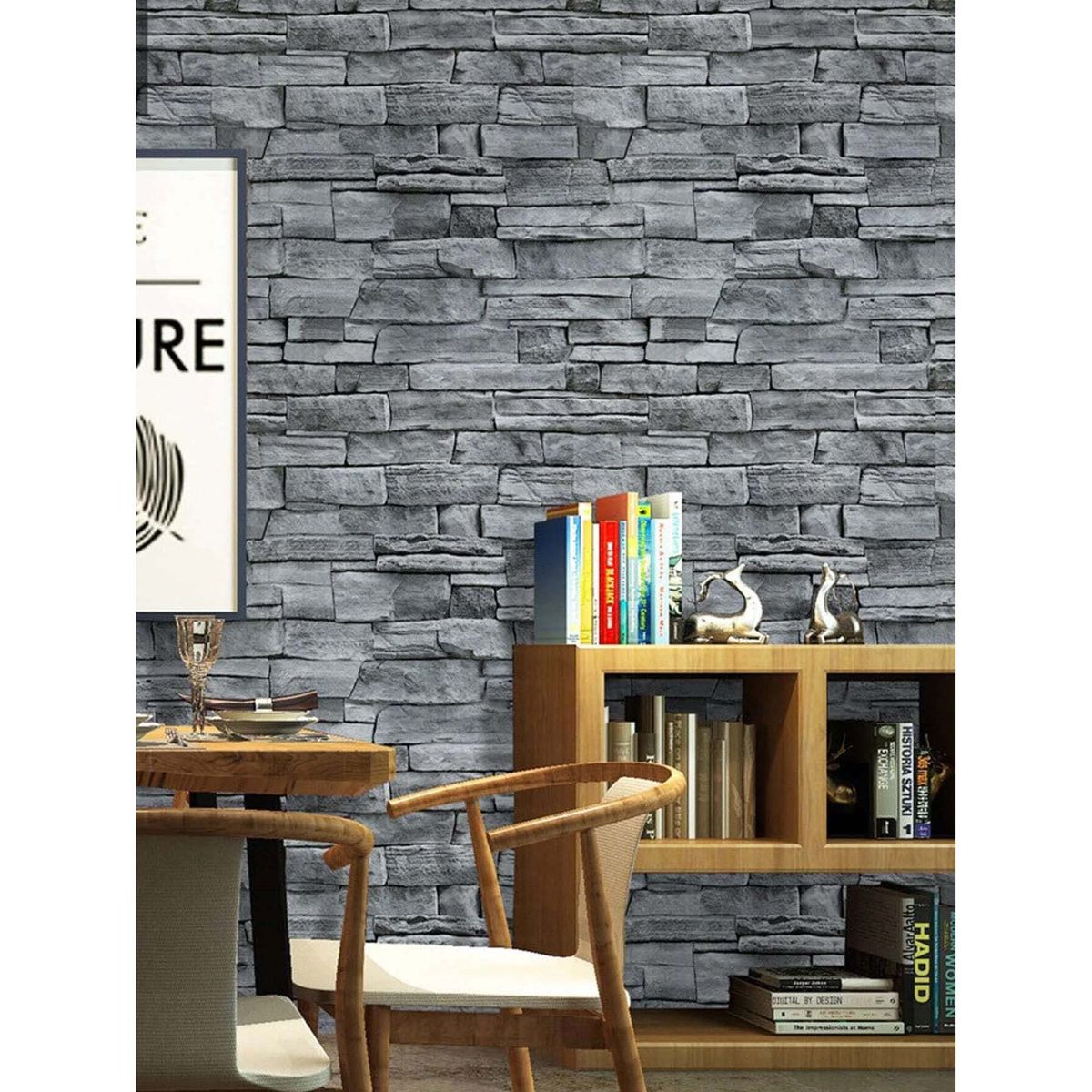 GENERAL - Papel Vinilo Adhesivo De Colgadura 10 M X 45 Cm Piedra Gris Rustico