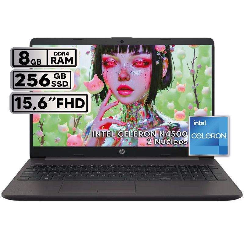HP - PORTATIL HP 250 G9 INTEL CELERON N4500 8GB RAM  256GB SSD PANTALLA 15.6" LED HD