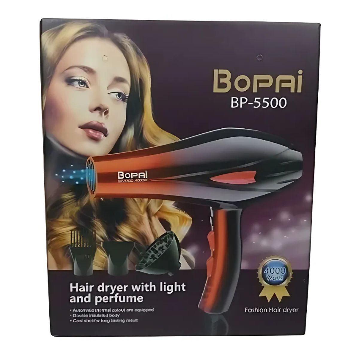GENERICO - Secador De Pelo Bopai 4000w Bp5500 Más Difusores Color Negro