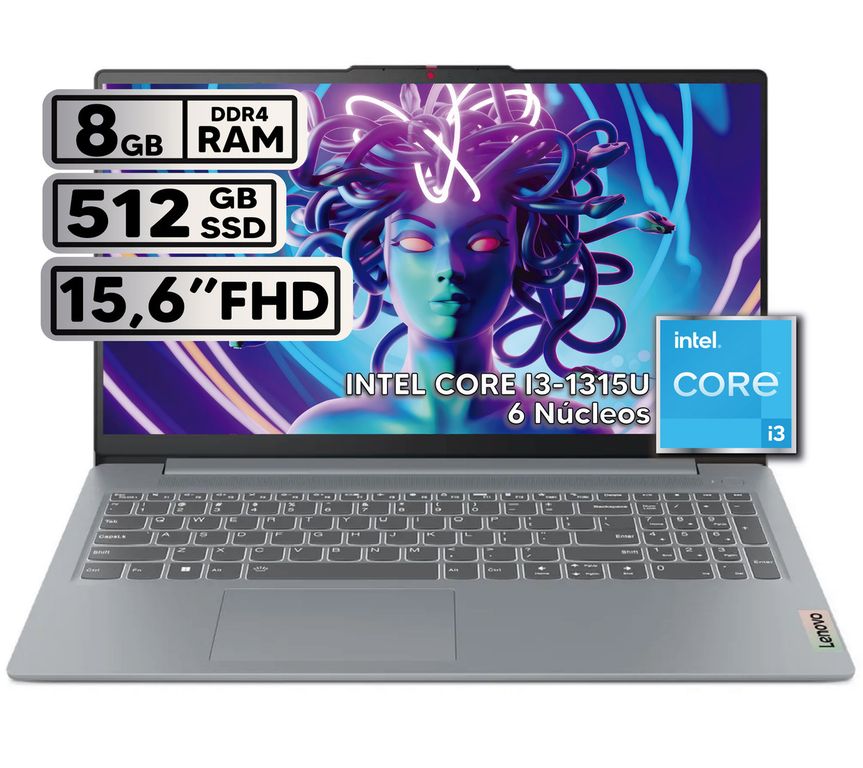 PORTÁTIL LENOVO IDEAPAD SLIM 3 15IRU8 INTEL CORE I3-1315U 8GB RAM 512GB SSD 15.6" FHD