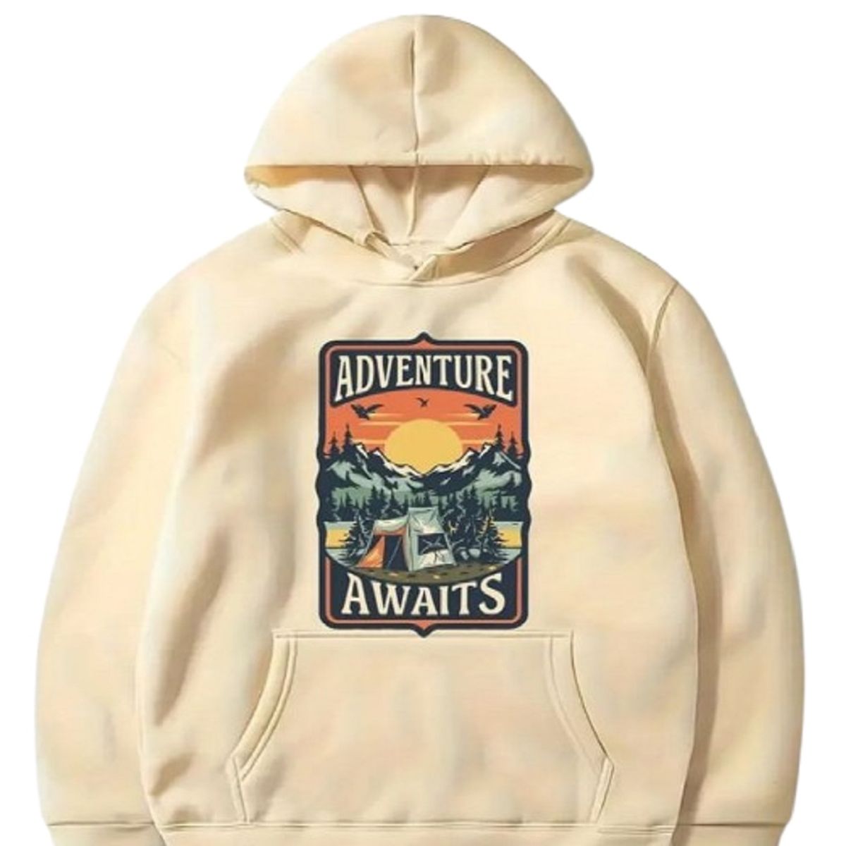 100 - Sueter Beige De Capota Adventure Awaits