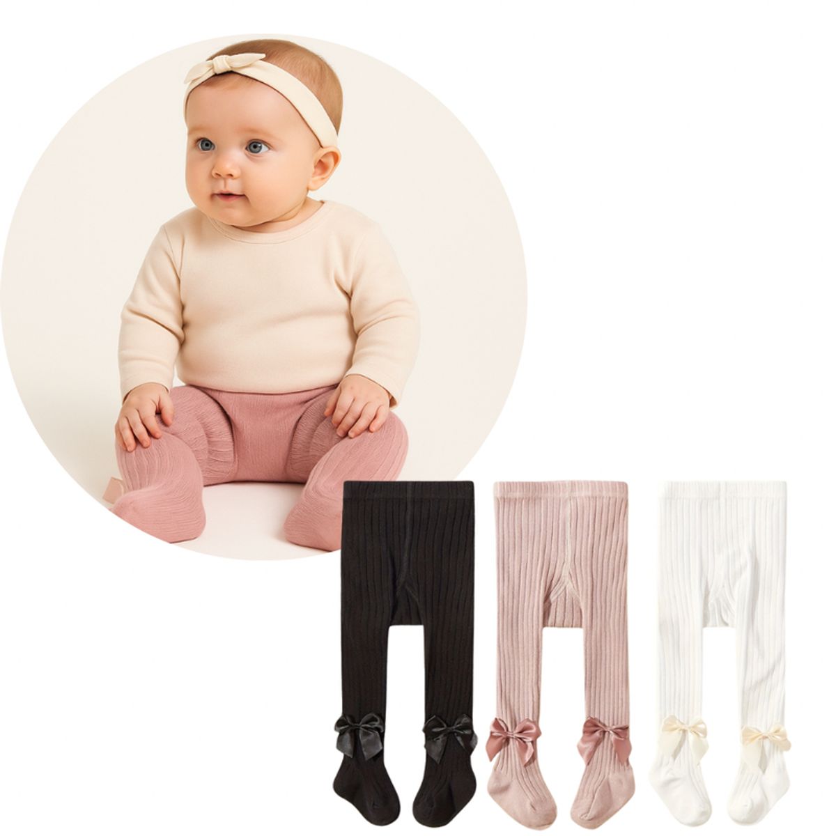 MULTIPLACE COLOMBIA - Set de Medias Panty para Bebé  3 Colores-
