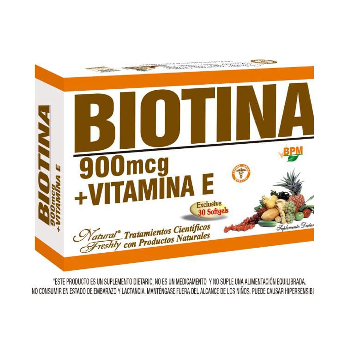 NATURAL FRESHLY - BIOTINA + VITAMINA E X 900MCG NATURAL FRESHLY