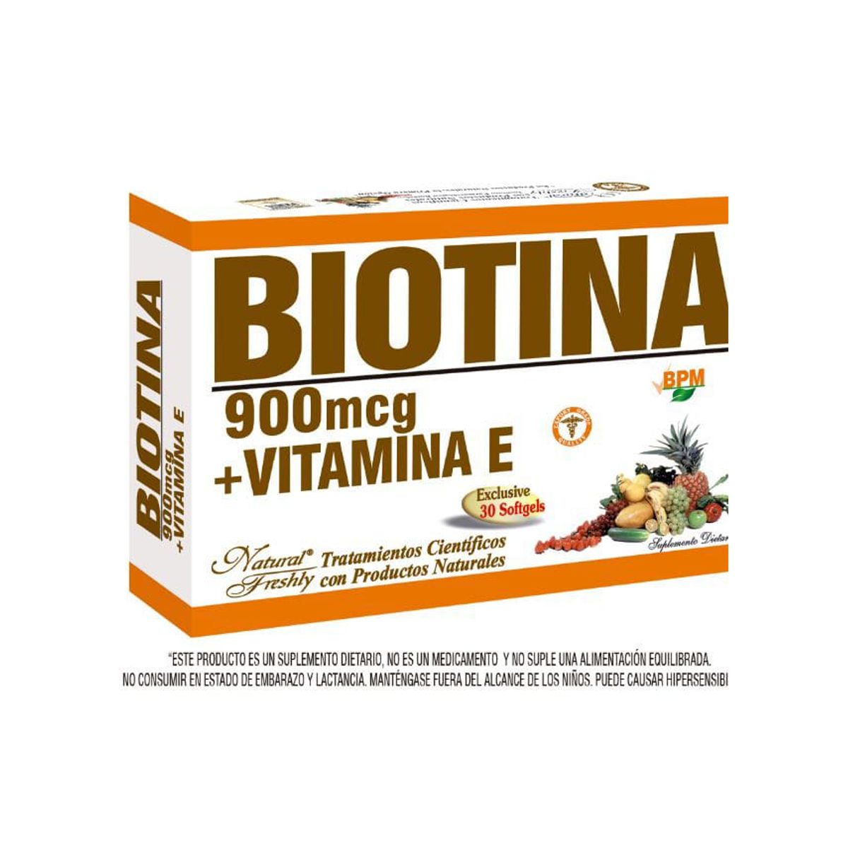 NATURAL FRESHLY - BIOTINA + VITAMINA E X 900MCG NATURAL FRESHLY