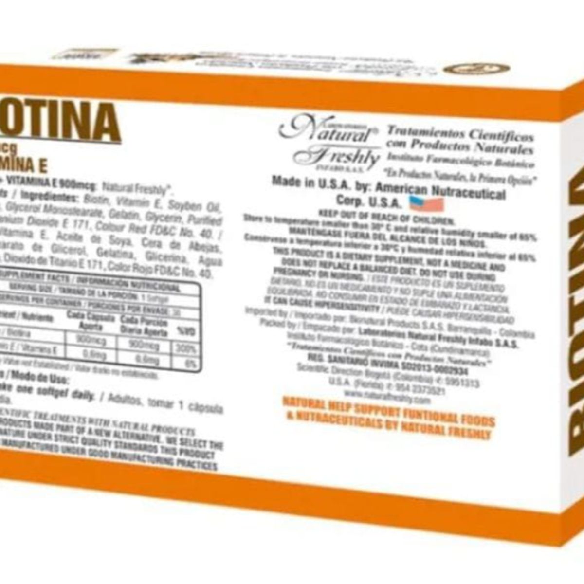 NATURAL FRESHLY - BIOTINA + VITAMINA E X 900MCG NATURAL FRESHLY