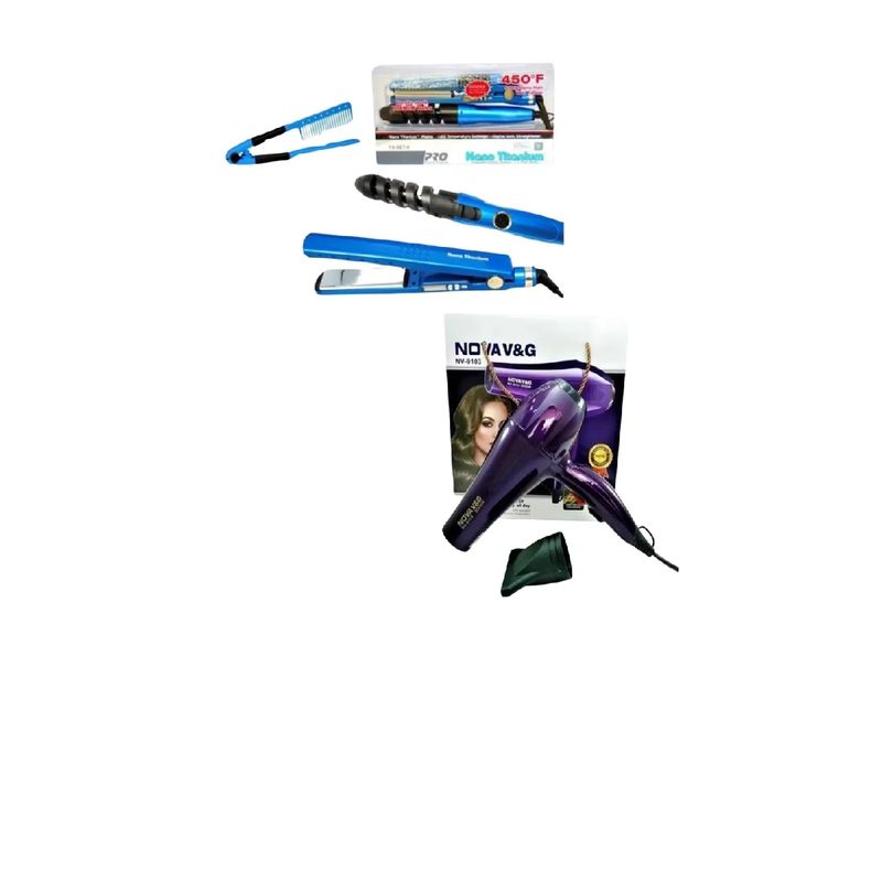 SKY - Combo Nanotitanium Plancha Peine Rizador+secador Nova 5000w