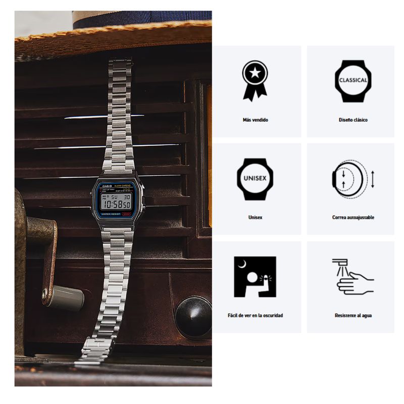 CASIO - Reloj Casio A158WA-1D Retro Unisex