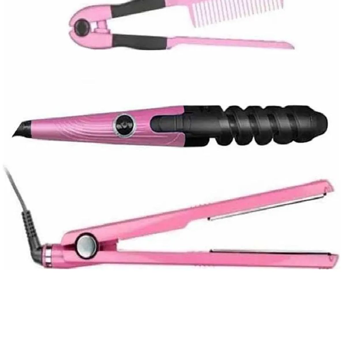SKY - Nano Titanium Plancha Peine Y Rizador Color Rosa