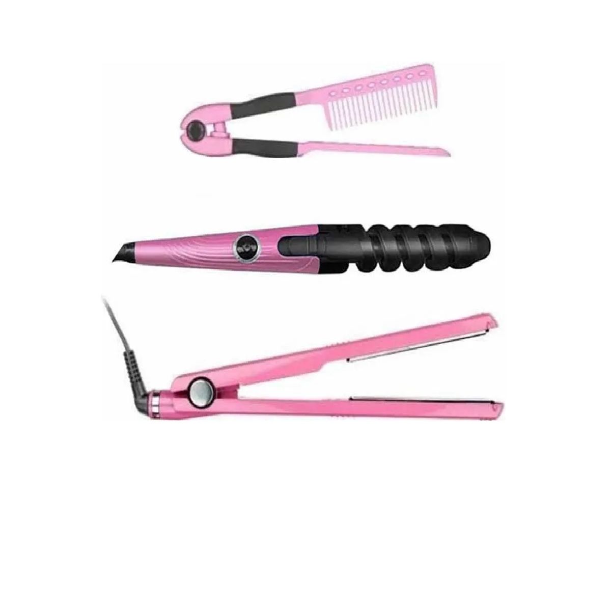 SKY - Nano Titanium Plancha Peine Y Rizador Color Rosa