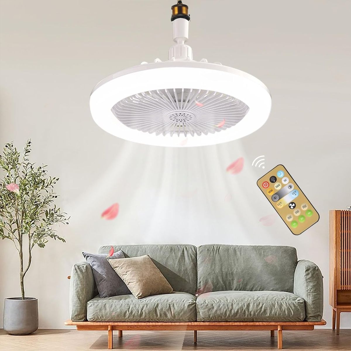 GENERICO - Ventilador de techo aire luz led con control 2 en 1