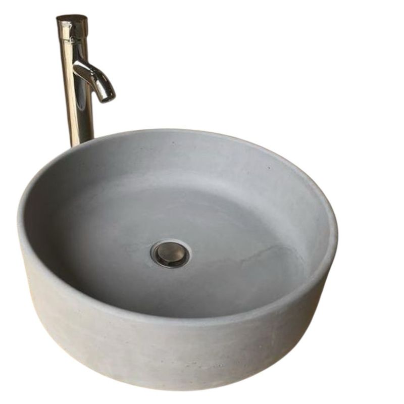 BUBINGA - Lavamanos redondo Concreto GFRC color gris natural 40x40x10cm