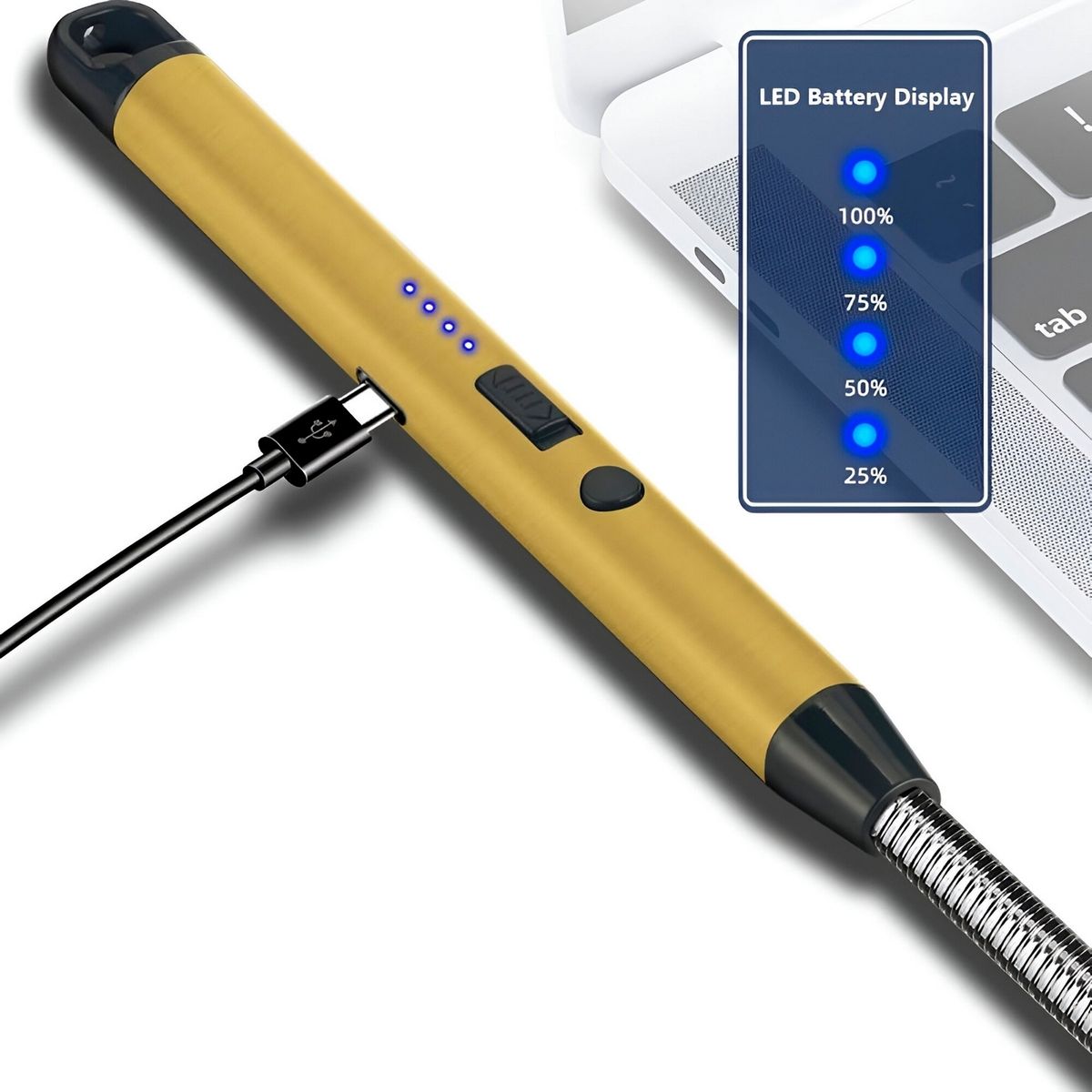 GENERICO - Encendedor Eléctrico Recargable Con Cuello Flexible Y Arco