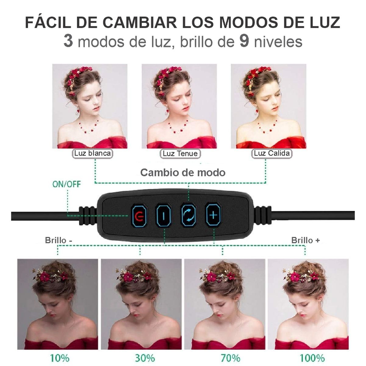 COLME TECHNOLOGY HOME - Aro De Luz Led Regulable 30cm Para Móvil Cámaras  Trípode
