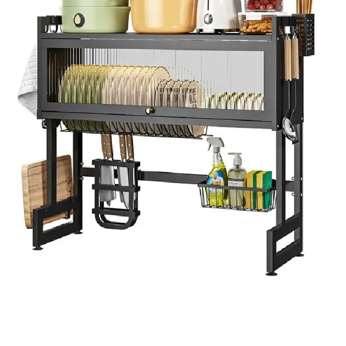 SKY - Escurridor Platos Cocina Con Gabinete Color Negro