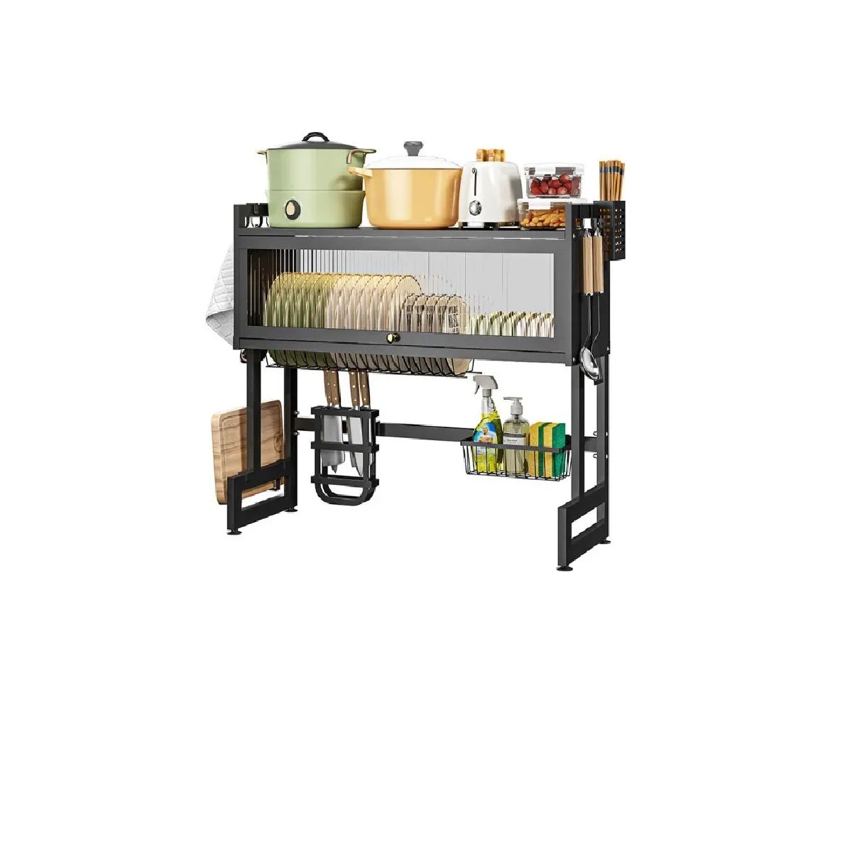 SKY - Escurridor Platos Cocina Con Gabinete Color Negro