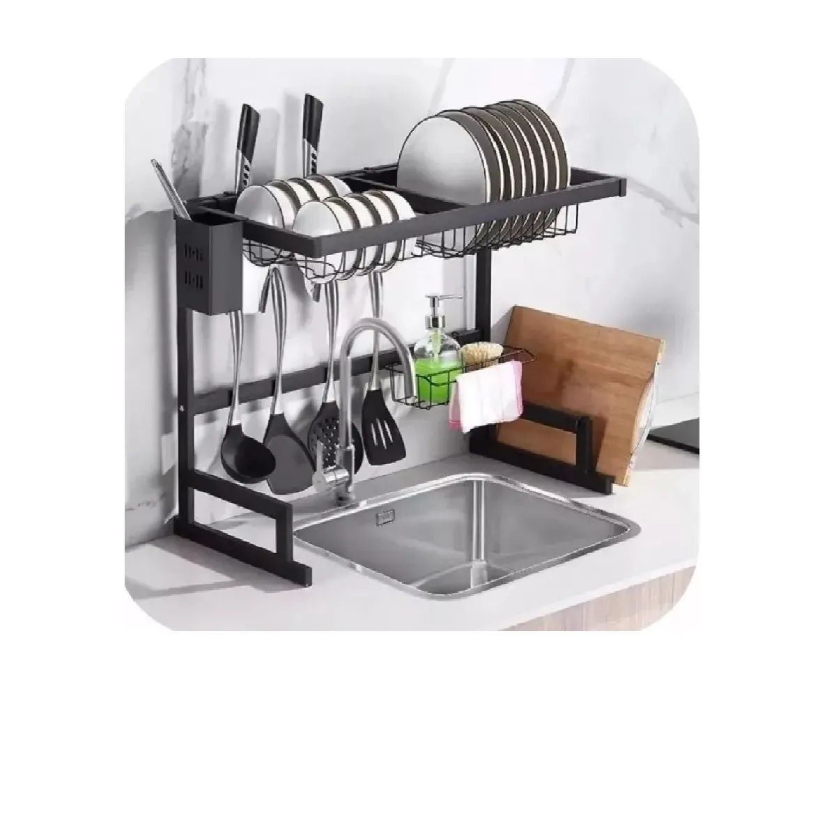 SKY - Seca plato acero inoxidable 66cm escurridor vajilla 2 pisos