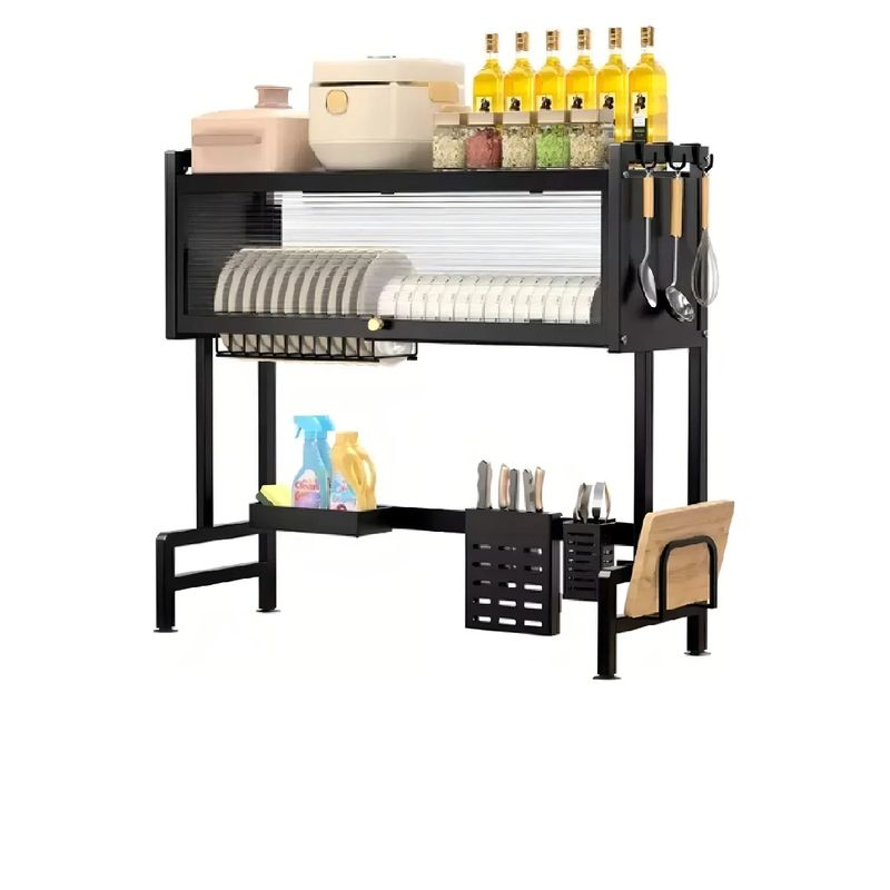SKY - Organizador Y Escurridor Platos Loza Con Tapa 85cm Color Negro
