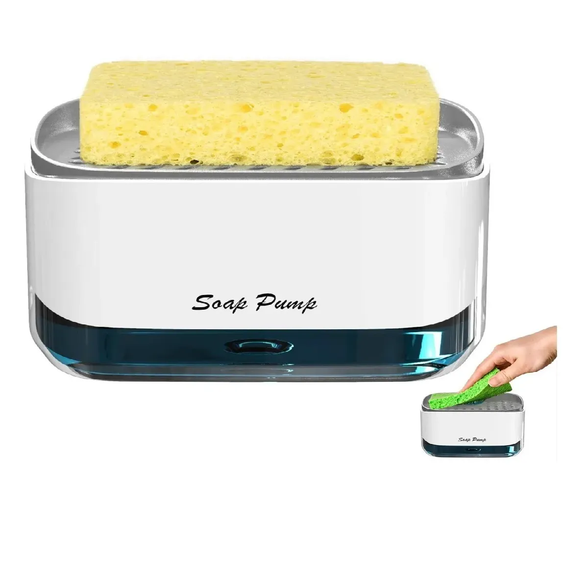 SKY - Dispensador De Jabon Liquido Lavaplatos Con Esponja Soporte