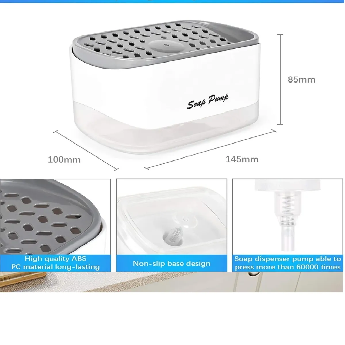 SKY - Dispensador De Jabon Liquido Lavaplatos Con Esponja Soporte