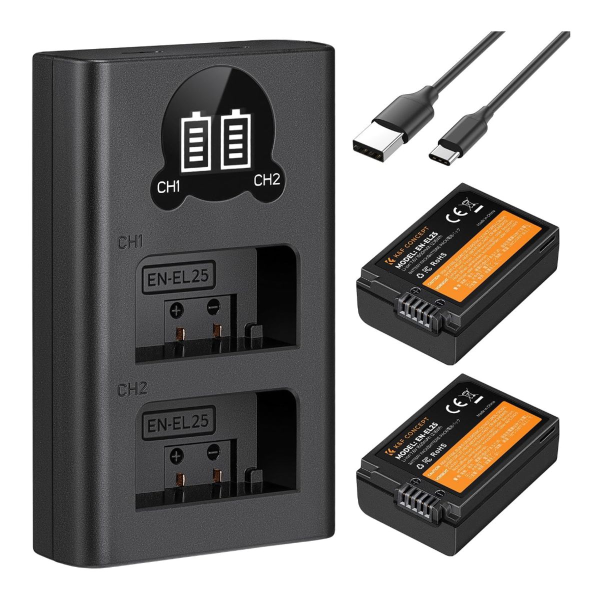 K&F CONCEPT - Kit de 2 baterías EN-EL25C con cargador doble – K&F Concept KF28.0031