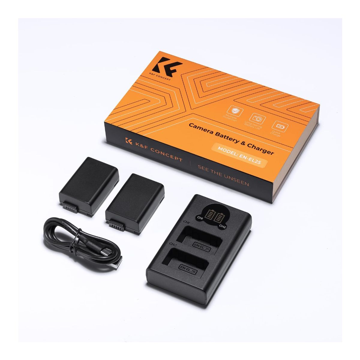 K&F CONCEPT - Kit de 2 baterías EN-EL25C con cargador doble – K&F Concept KF28.0031