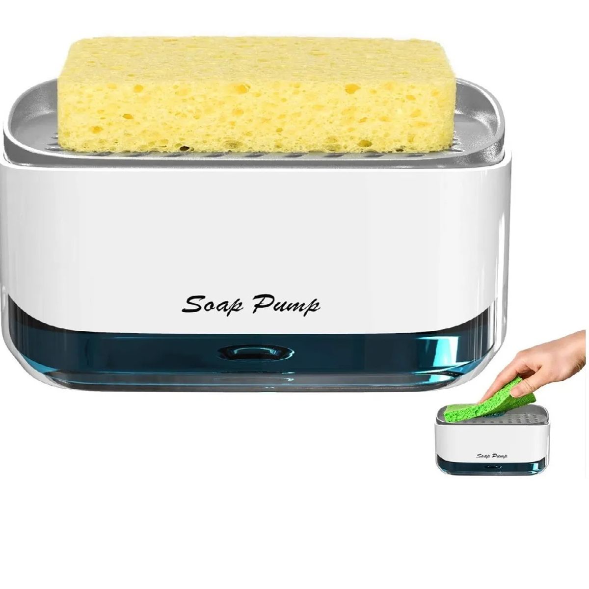 SKY - Dispensador De Jabon Liquido Lavaplatos Con Esponja Soporte