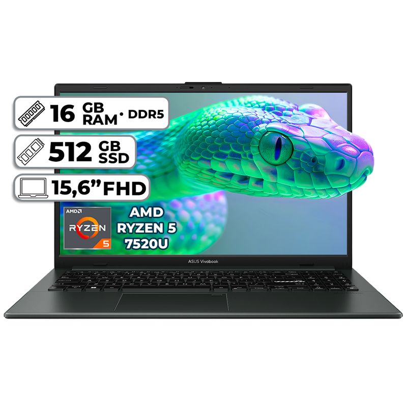 ASUS - PORTÁTIL ASUS  AMD RYZEN 5 7520U LPDDR5 16GB RAM 512GB SSD 15.6” FHD