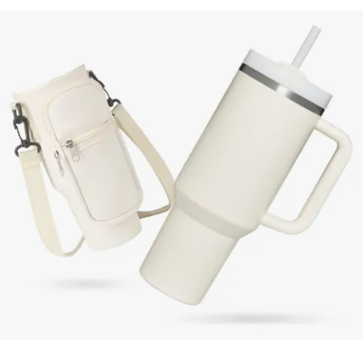 INNOVA - Termo Acero Inoxidable 40oz Con Funda Porta Termo Ajustable Beige