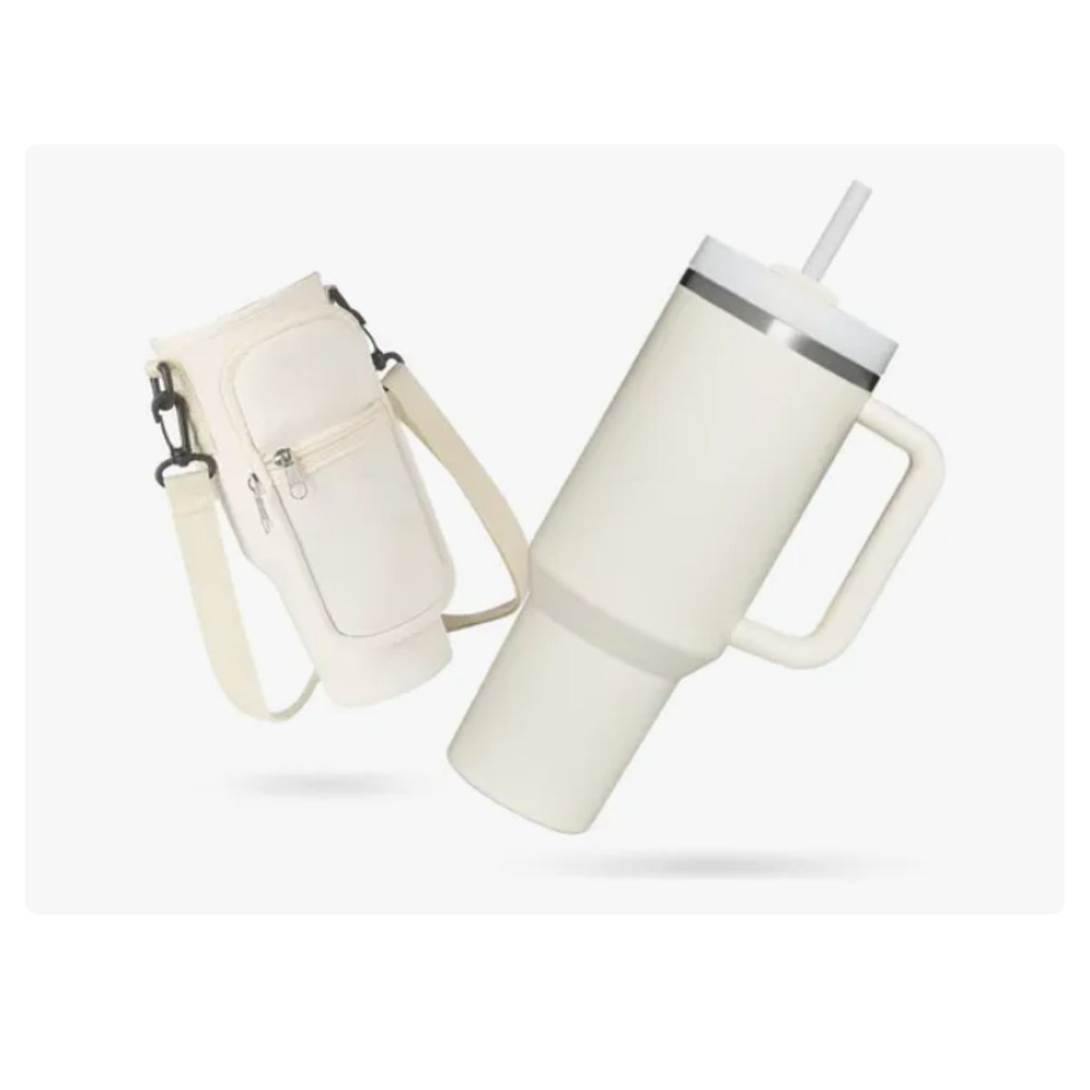 INNOVA - Termo Acero Inoxidable 40oz Con Funda Porta Termo Ajustable Beige