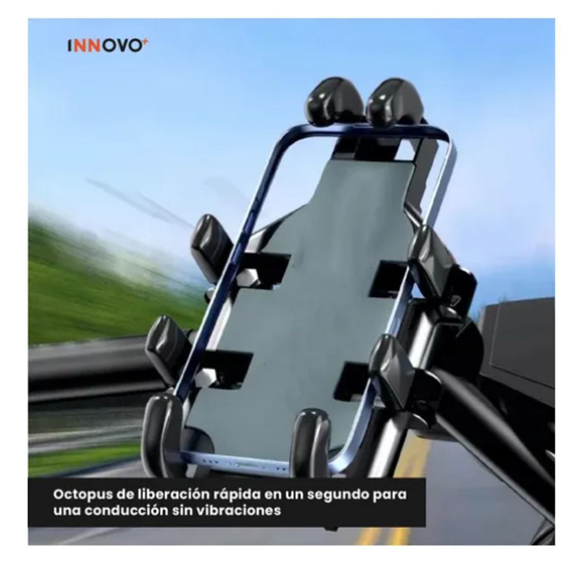 INNOVA - Soporte Celular Moto Bicicleta Anti Vibración 360° Ajustable