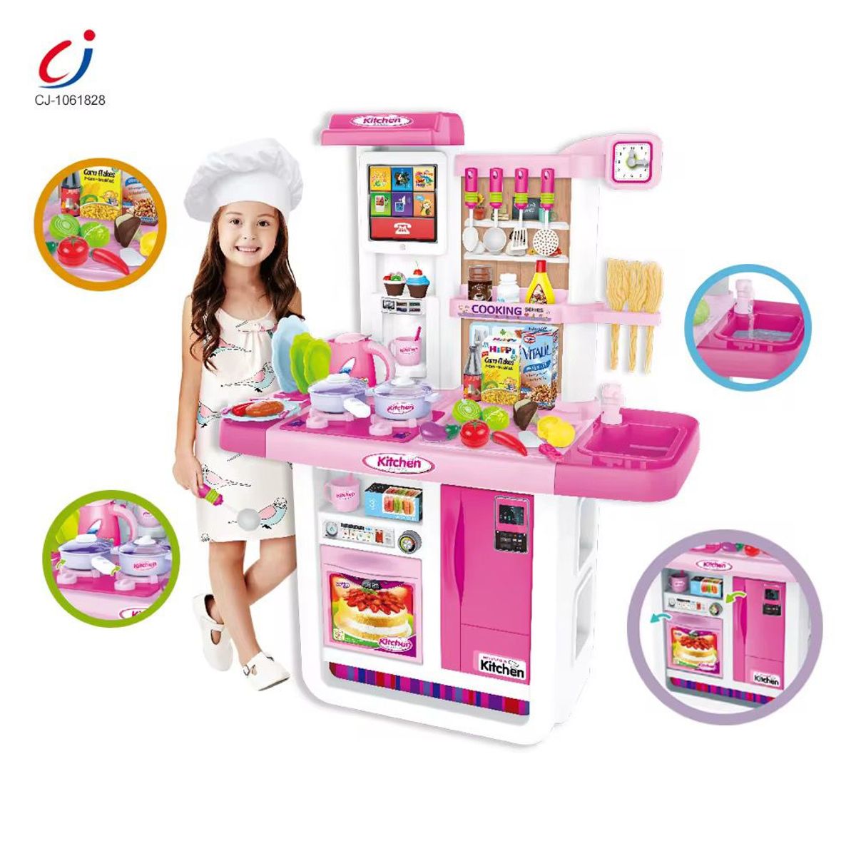GENERICO - Cocina Deluxe Didáctica Para Niños Con Accesorios Rosa